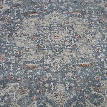 Otantik Klasik Madalyonlu Saçaklı Dokuma Salon Halısı Antrasit Gri Kiremit 200x290 cm