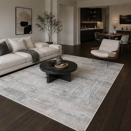Otantik Modern Çizgili Saçaklı Dokuma Salon Halısı Krem Gri Mavi 200x290 cm