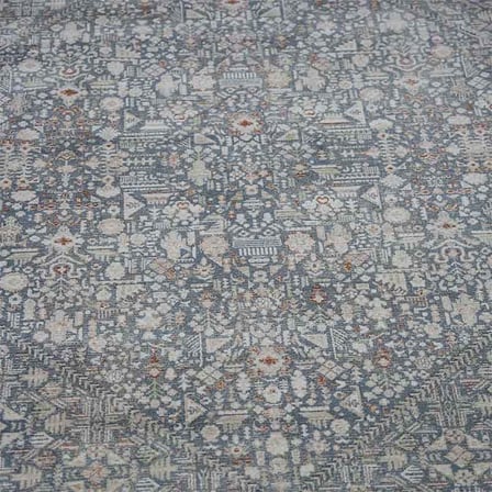 Otantik Eskitme Mikro Desenli Saçaklı Dokuma Salon Halısı Antrasit Gri Kiremit 200x290 cm