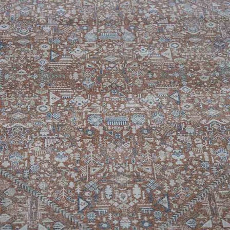 Otantik Geleneksel Eskitme Saçaklı Dokuma Salon Halısı Kiremit Taba Antrasit 200x290 cm