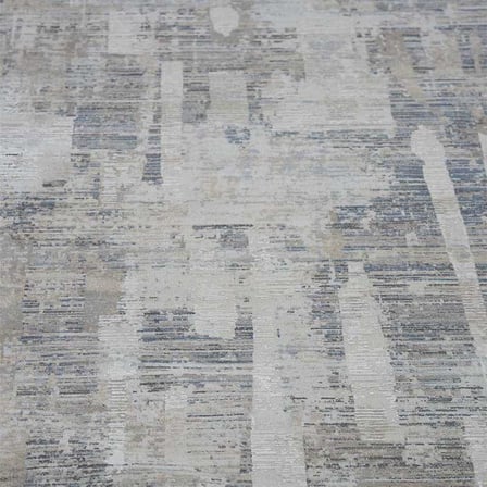 Otantik Modern Soyut Çizgili Saçaklı Dokuma Salon Halısı Krem Gri Antrasit 200x290 cm