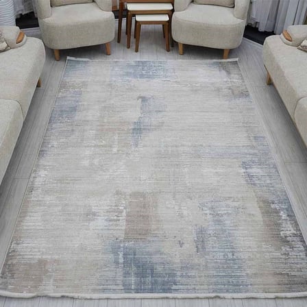Otantik Görünümlü Modern Soyut Eskitme Dokuma Salon Halısı Saçaklı 200x290 cm