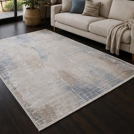 Otantik Görünümlü Modern Soyut Eskitme Dokuma Salon Halısı Saçaklı 200x290 cm
