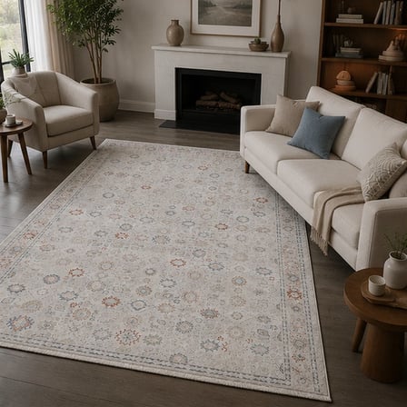 Otantik Serpme Desenli Vintage Dokuma Salon Halısı Saçaklı 200x290 cm