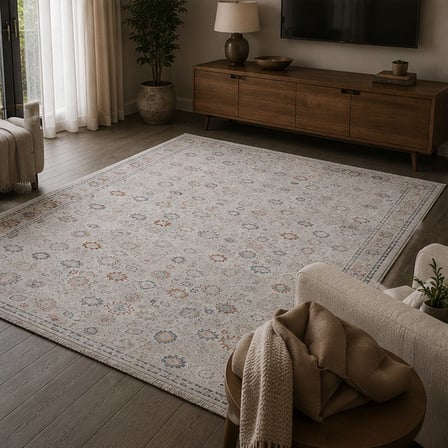 Otantik Serpme Desenli Vintage Dokuma Salon Halısı Saçaklı 200x290 cm