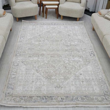 Otantik Geometrik Desenli Vintage Dokuma Salon Halısı Saçaklı 200x290 cm