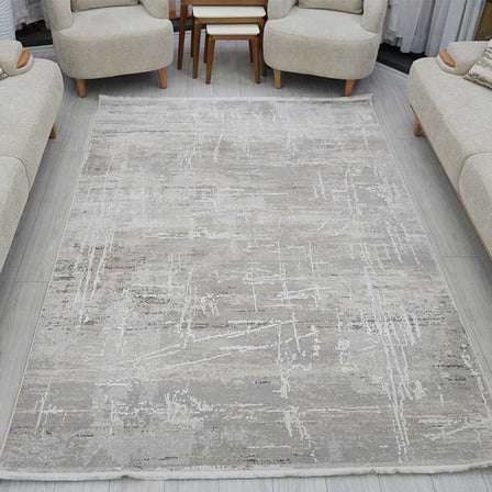 Otantik Görünümlü Modern Soyut Eskitme Dokuma Halı Saçaklı 200x290 cm