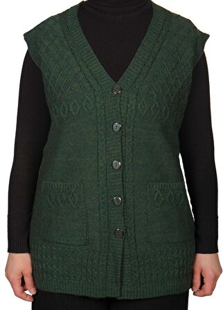 Kadın Koyu Krem Düğmeli Yelek