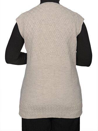 Kadın Koyu Krem Düğmeli Yelek