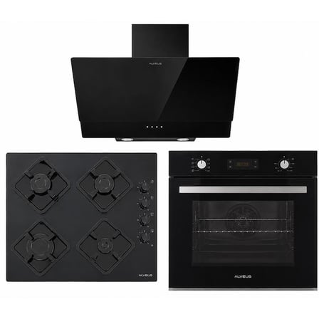 Alveus Siyah Cam Ankastre Set (Mfa 627 Wh + Kls 670 Wh + Mod 3000)