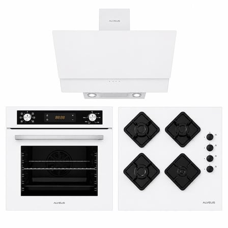 Alveus Beyaz Cam Ankastre Set (Mfa 627 Wh + Kls 670 Wh + Mod 3000)