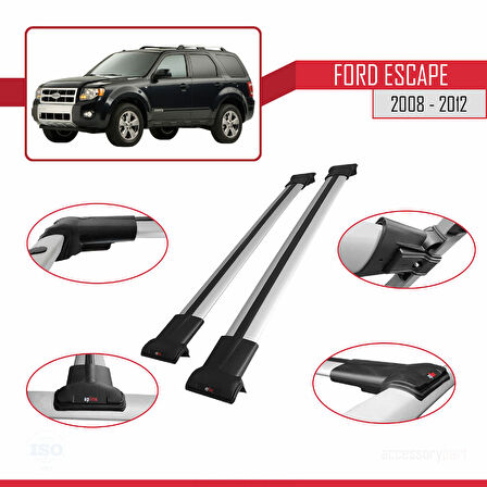 Ford Escape 2008-2012 Arası ile Uyumlu FLY Model Ara Atkı Tavan Barı Gri 2 Adet
