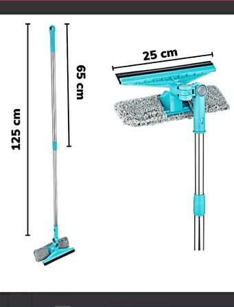 Teleskopik Çift Taraflı Pratik Cam Silme Aparatı Uzayabilen Cam Mopu