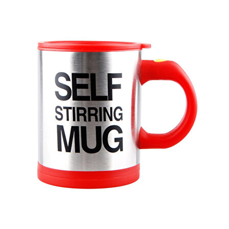 Kişiye Özel Kendini Karıştıran Mikser Kupa Termos Bardak  Kırmızı - Self Stirring Mug