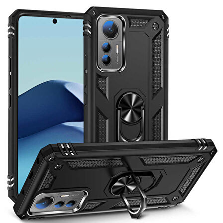Gpack Xiaomi Mi 12 Lite Kılıf Vega Sert Silikon Tank Standlı Yüzüklü Mıknatıslı