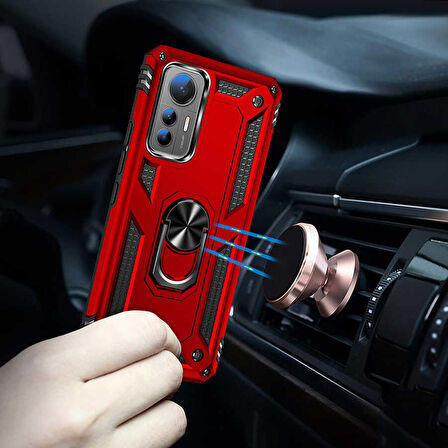 Gpack Xiaomi Mi 12 Lite Kılıf Vega Sert Silikon Tank Standlı Yüzüklü Mıknatıslı