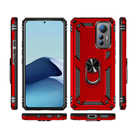 Gpack Xiaomi Mi 12 Lite Kılıf Vega Sert Silikon Tank Standlı Yüzüklü Mıknatıslı