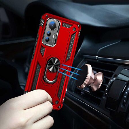 Gpack Xiaomi Mi 12 Lite Kılıf Vega Sert Silikon Tank Standlı Yüzüklü Mıknatıslı