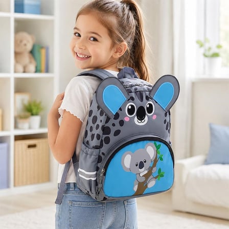 3D Hayvan Figürlü Çocuk Anaokulu Sırt Çantası – Kedi, Kaplan, Zürafa, Koala