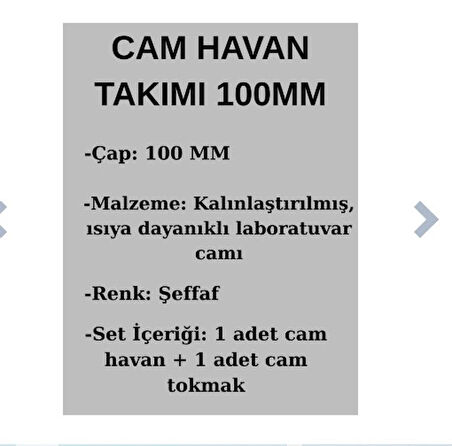 Cam Havan Takımı 100 mm – Şeffaf Küçük Boy Eczane ve Laboratuvar Tipi Ezme & Öğütme Takımı