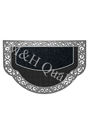 Yarım Ay Modeli Welcome Yazlı Kapı Önü Paspası Gümüş Rengi