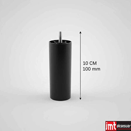 10 Cm M8 Diş (8 Adet) Siyah Silindir Koltuk Kanepe Baza Ayağı