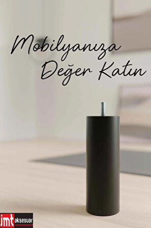 10 Cm M8 Diş (8 Adet) Siyah Silindir Koltuk Kanepe Baza Ayağı