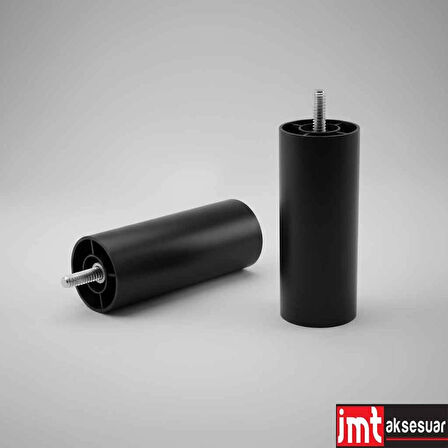 10 Cm M8 Diş (8 Adet) Siyah Silindir Koltuk Kanepe Baza Ayağı