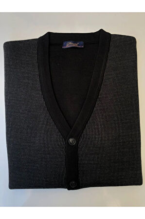 DVT Çelik Örme Akrilik Düğme ve Cep Detaylı Hırka GRİ