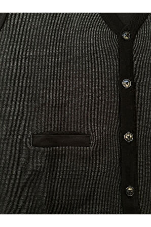 DVT Çelik Örme Akrilik Düğme ve Cep Detaylı Hırka GRİ