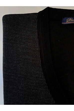 DVT Çelik Örme Akrilik Düğme ve Cep Detaylı Hırka GRİ