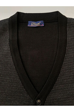 DVT Çelik Örme Akrilik Düğme ve Cep Detaylı Hırka GRİ