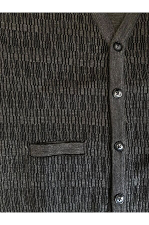 Galeria Çelik Örme Yün Akrilik Düğmeli Cep Detaylı Hırka