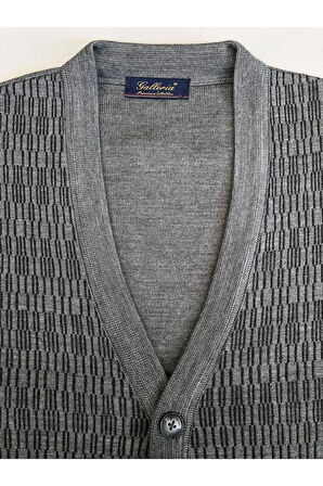 Galeria Çelik Örme Yün Akrilik Düğmeli Cep Detaylı Hırka