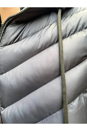 Çıkarılabilir Kapüşonlu Siyah Trend Yelek