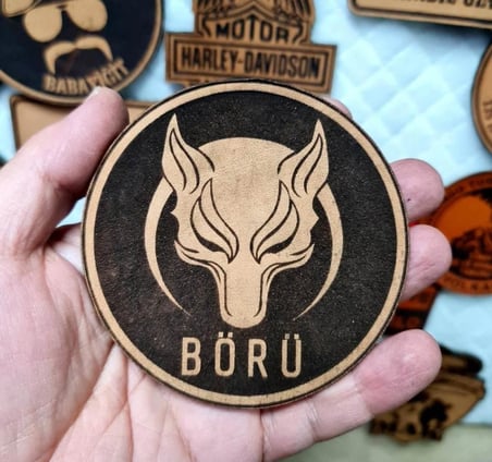 BÖRÜ Deri PEÇ - SİYAH  Arma - Askeri Patch