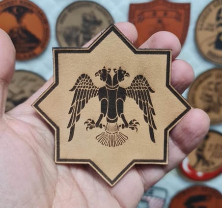 SELÇUKLU Kartalı Yıldız Deri PEÇ - Arma - Askeri Patch 8 cm Çap