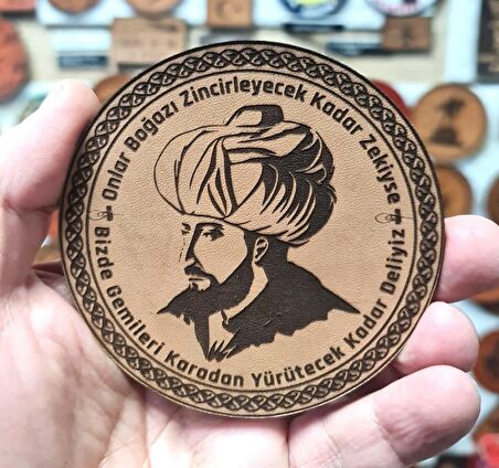 Fatih Sultan Mehmet - Deri Peç - Arma - Osmanlı Padişahları - Leather Patch