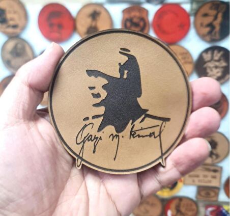 ATATÜRK Gazi Mustafa Kemal İmzalı - Deri Peç - Arma - Leather Patch