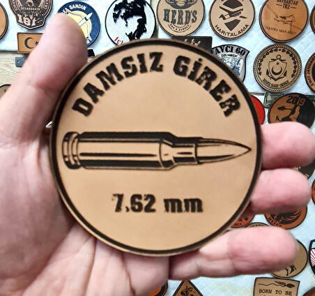 Damsız Girer 7,62 mm  -Yuvarlak  Deri Peç - Arma - Leather Patch