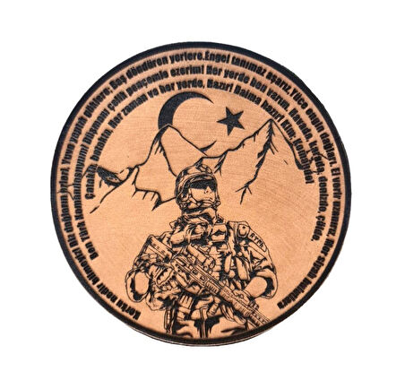 Komando Andı Korku Nedir Bilmeyiz  -Yuvarlak  Deri Peç - Arma - Leather Patch