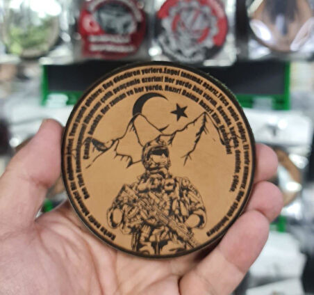 Komando Andı Korku Nedir Bilmeyiz  -Yuvarlak  Deri Peç - Arma - Leather Patch