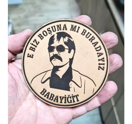 E BİZ BOŞUNAMI BURADAYIZ BABAYİĞİT Deri PEÇ - Arma - Askeri Patch