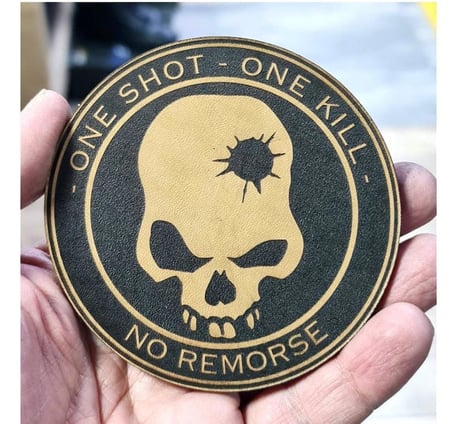 ONE SHOT ONE KILL KESKİN NİŞANCI Deri PEÇ - Arma - Askeri Patch