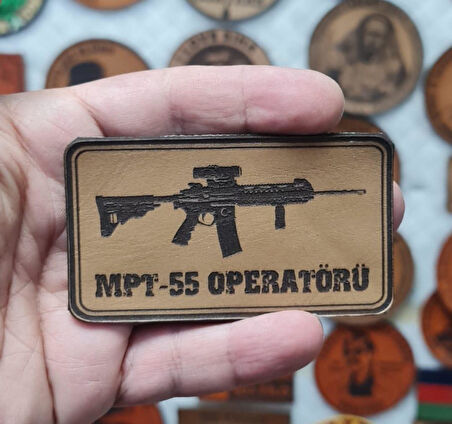 MPT 55 OPERATÖRÜ -Dikdörtgen  Deri Peç - Arma - 2 Wolf Leather Patch