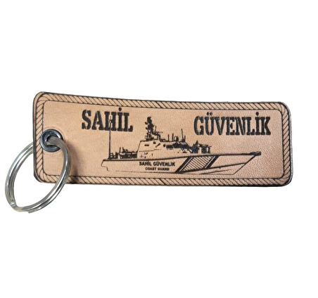 Sahil Güvenlik Deri Anahtarlık  - Arma - Leather Key Holder