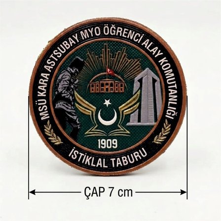İSTİKLAL TABURU7 CM TPU PEÇ - MSÜ KARA ASTSUBAY MYO Arma - TPU PEÇ