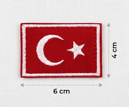 Bayrak Peç Kırmızı 2 Adet 4x6 cm Arkası Cırtlı (Kara Kuvvetleri Kol Peçi)