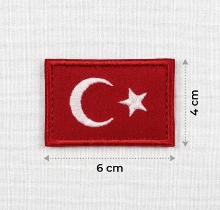 Bayrak Peç Kırmızı 2 Adet 4x6 cm Arkası Cırtlı (Kara Kuvvetleri Kol Peçi)