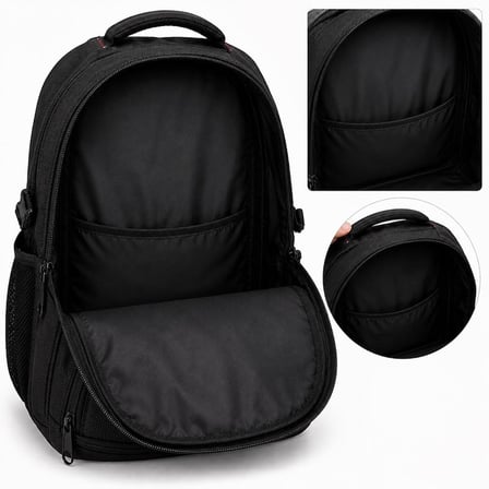 Unisex Siyah 5 Cepli Suya Dayanıklı Sırt Çantası Seyahat Outdoor ve Günlük Kullanım